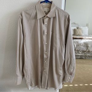 Men's Brown and Beige John D. Nordstrom Dress Shirt